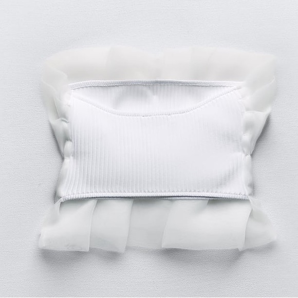 ZARA ORGANZA BANDEAU STRAPLESS TOP SIZE M WHITE 0858/806 NWT - Picture 5 of 5